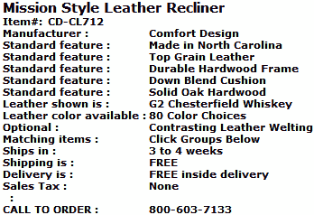 Mission Style Leather Recliner